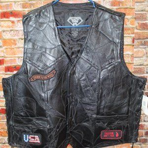 Genuine Leather Biker Vest 2X